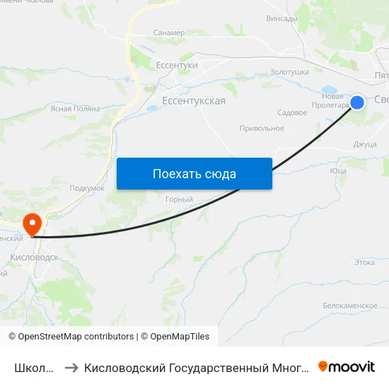 Школа № 22 to Кисловодский Государственный Многопрофильный Техникум map