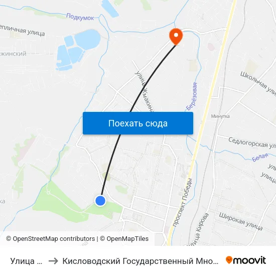 Улица Титова to Кисловодский Государственный Многопрофильный Техникум map