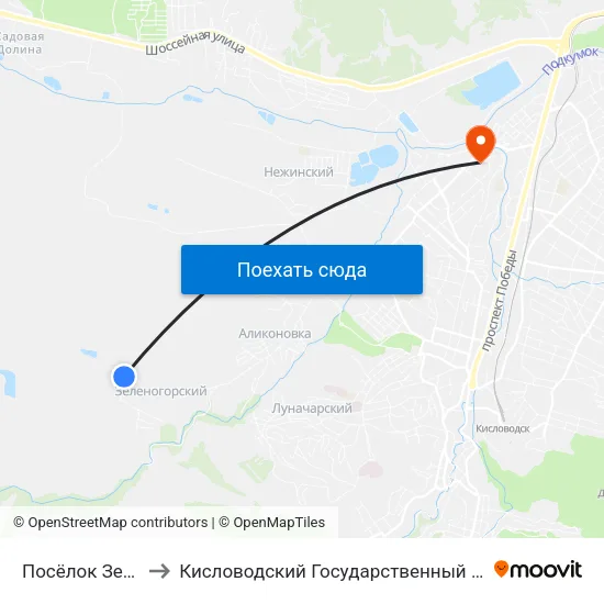 Посёлок Зеленогорский to Кисловодский Государственный Многопрофильный Техникум map