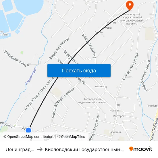 Ленинградская Улица to Кисловодский Государственный Многопрофильный Техникум map