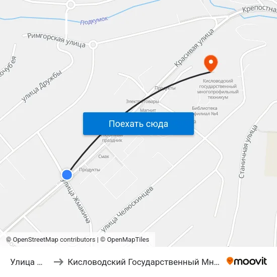 Улица Жмакина to Кисловодский Государственный Многопрофильный Техникум map