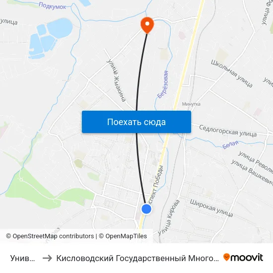 Универсам to Кисловодский Государственный Многопрофильный Техникум map