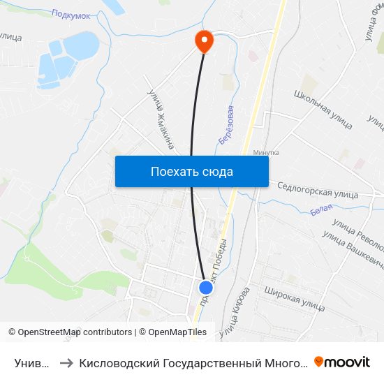 Универсам to Кисловодский Государственный Многопрофильный Техникум map