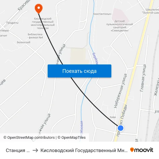 Станция Минутка to Кисловодский Государственный Многопрофильный Техникум map
