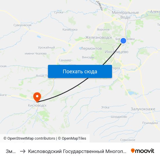Змейка to Кисловодский Государственный Многопрофильный Техникум map