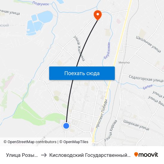 Улица Розы Люксембург to Кисловодский Государственный Многопрофильный Техникум map