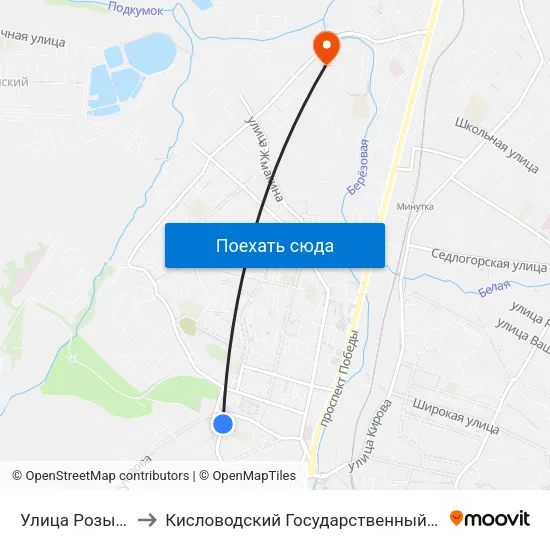 Улица Розы Люксембург to Кисловодский Государственный Многопрофильный Техникум map