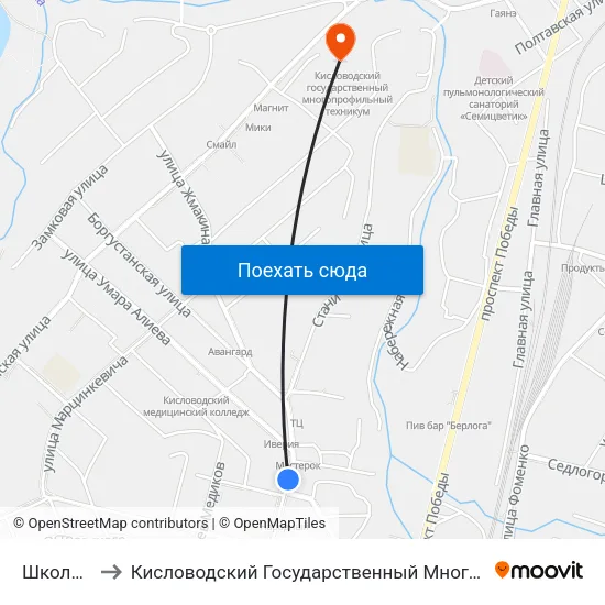 Школа № 16 to Кисловодский Государственный Многопрофильный Техникум map