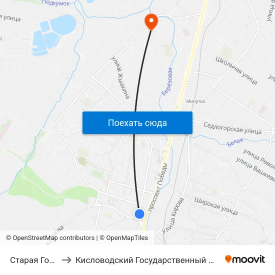 Старая Горбольница to Кисловодский Государственный Многопрофильный Техникум map