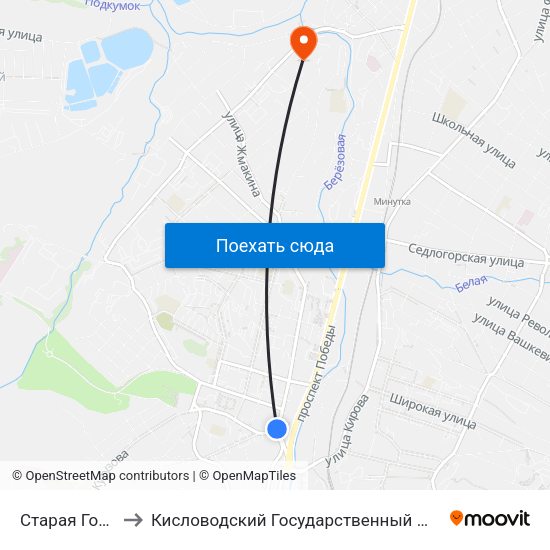 Старая Горбольница to Кисловодский Государственный Многопрофильный Техникум map