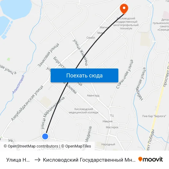 Улица Некрасова to Кисловодский Государственный Многопрофильный Техникум map
