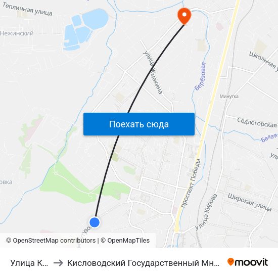 Улица Кутузова to Кисловодский Государственный Многопрофильный Техникум map