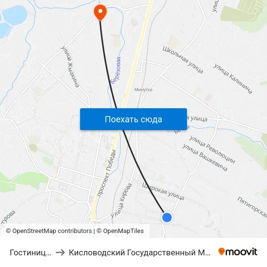 Гостиница Кавказ to Кисловодский Государственный Многопрофильный Техникум map