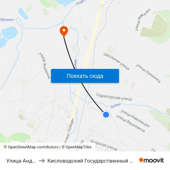 Улица Анджиевского to Кисловодский Государственный Многопрофильный Техникум map
