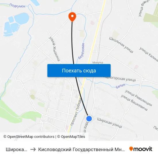 Широкая Улица to Кисловодский Государственный Многопрофильный Техникум map