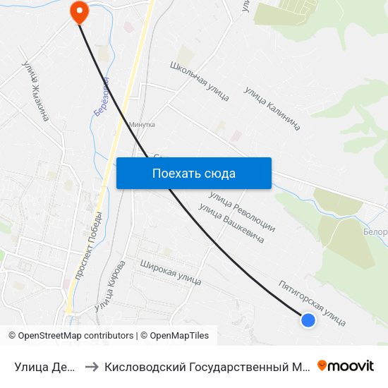 Улица Декабристов to Кисловодский Государственный Многопрофильный Техникум map