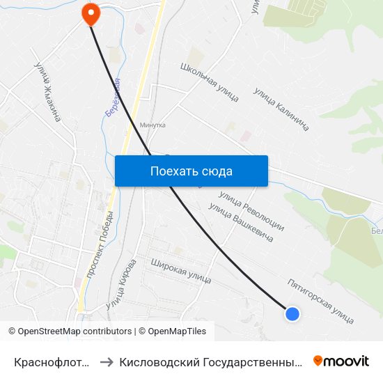 Краснофлотский Переулок to Кисловодский Государственный Многопрофильный Техникум map