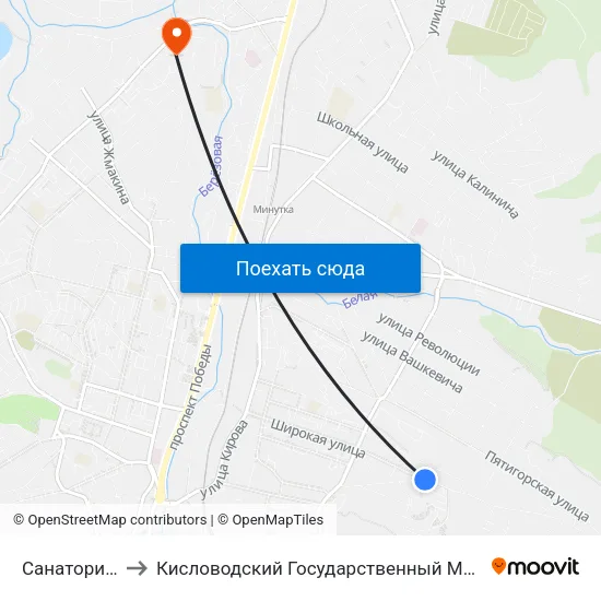 Санаторий Россия to Кисловодский Государственный Многопрофильный Техникум map