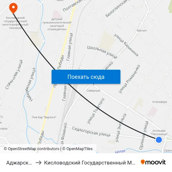 Аджарская Улица to Кисловодский Государственный Многопрофильный Техникум map