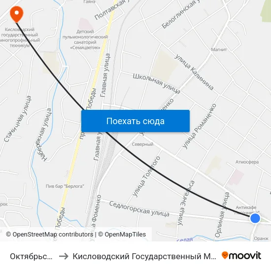 Октябрьская Улица to Кисловодский Государственный Многопрофильный Техникум map