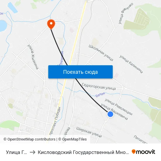 Улица Гайдара to Кисловодский Государственный Многопрофильный Техникум map