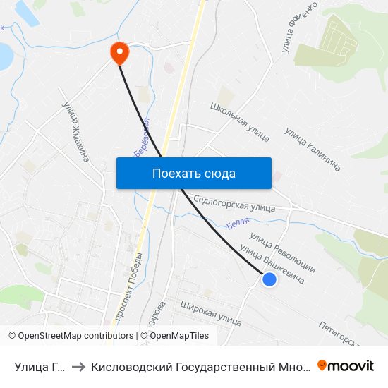 Улица Гайдара to Кисловодский Государственный Многопрофильный Техникум map