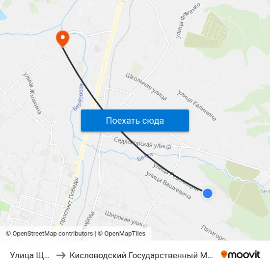 Улица Щербакова to Кисловодский Государственный Многопрофильный Техникум map
