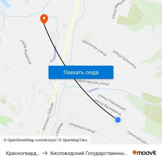 Красногвардейская Улица to Кисловодский Государственный Многопрофильный Техникум map