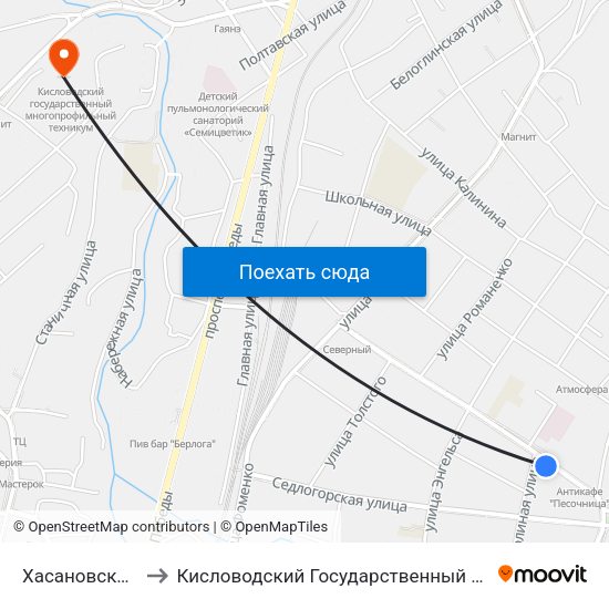 Хасановский Переулок to Кисловодский Государственный Многопрофильный Техникум map