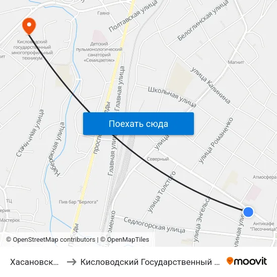 Хасановский Переулок to Кисловодский Государственный Многопрофильный Техникум map