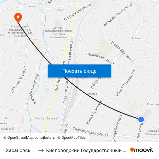 Хасановский Переулок to Кисловодский Государственный Многопрофильный Техникум map