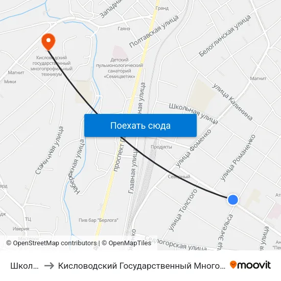Школа № 8 to Кисловодский Государственный Многопрофильный Техникум map