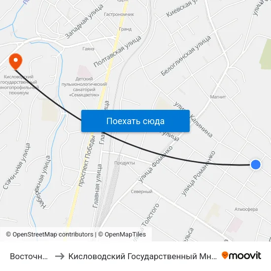 Восточная Улица to Кисловодский Государственный Многопрофильный Техникум map