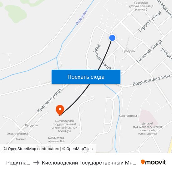 Редутная Улица to Кисловодский Государственный Многопрофильный Техникум map