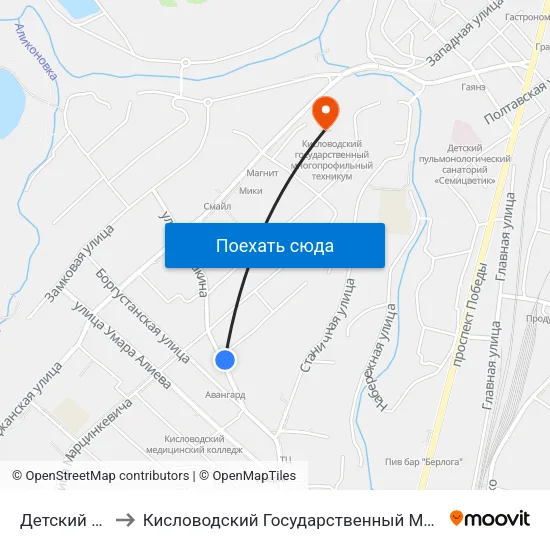 Детский Сад № 14 to Кисловодский Государственный Многопрофильный Техникум map