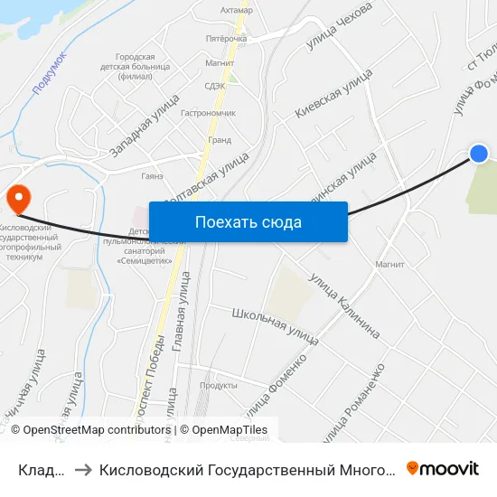Кладбище to Кисловодский Государственный Многопрофильный Техникум map