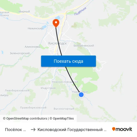 Посёлок Нарзанный to Кисловодский Государственный Многопрофильный Техникум map