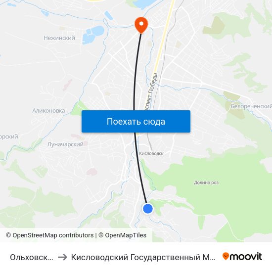 Ольховская Улица to Кисловодский Государственный Многопрофильный Техникум map