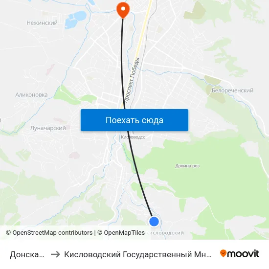 Донская Улица to Кисловодский Государственный Многопрофильный Техникум map