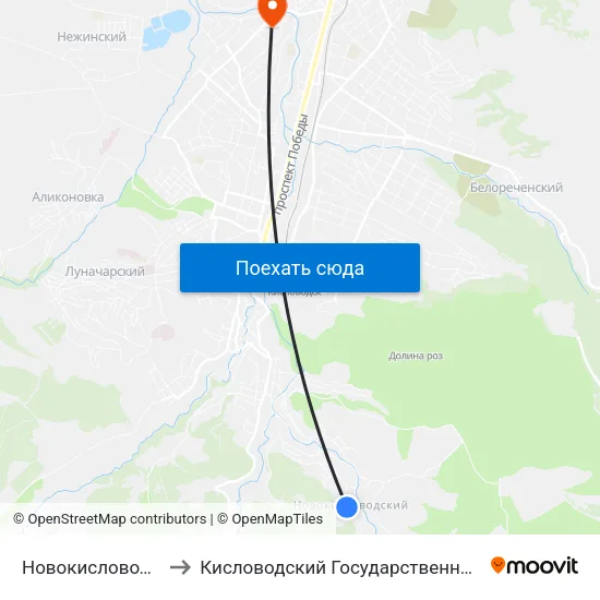 Новокисловодский (Конечная) to Кисловодский Государственный Многопрофильный Техникум map