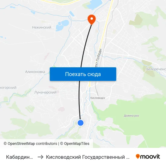 Кабардинская Улица to Кисловодский Государственный Многопрофильный Техникум map