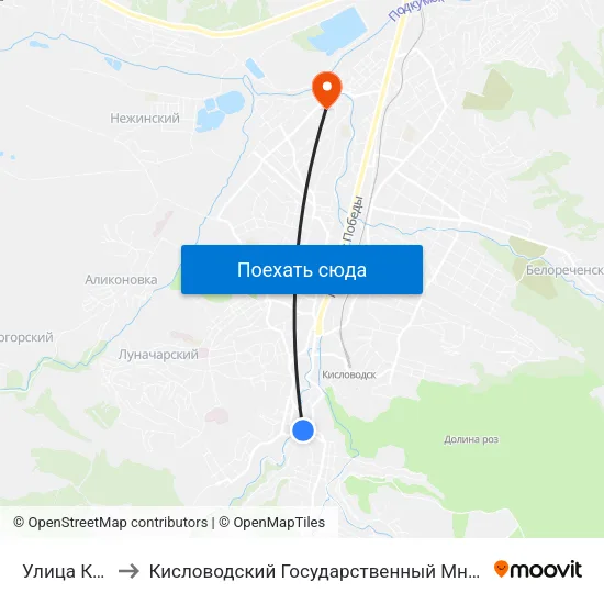 Улица Кольцова to Кисловодский Государственный Многопрофильный Техникум map