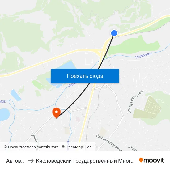 Автовокзал to Кисловодский Государственный Многопрофильный Техникум map