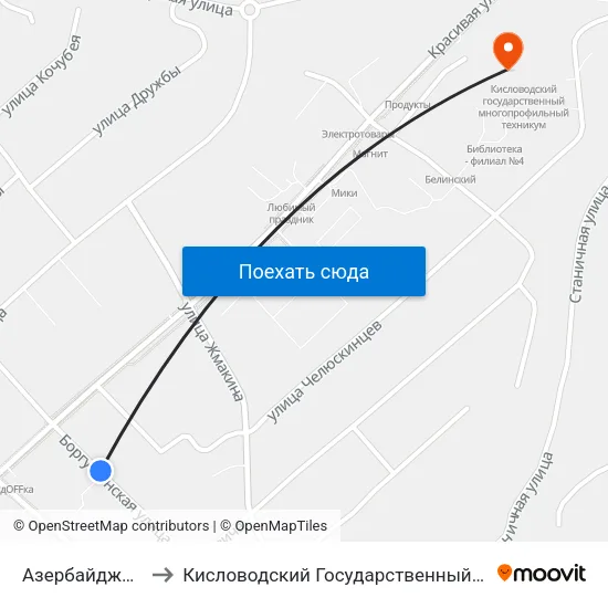 Азербайджанская Улица to Кисловодский Государственный Многопрофильный Техникум map