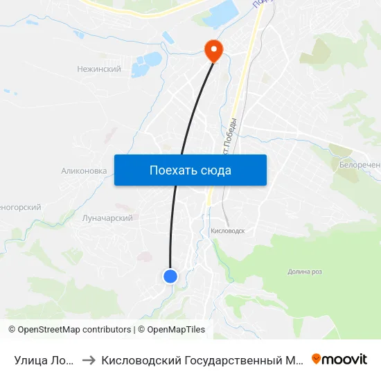 Улица Ломоносова to Кисловодский Государственный Многопрофильный Техникум map