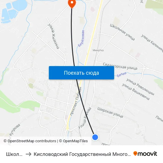 Школа № 1 to Кисловодский Государственный Многопрофильный Техникум map