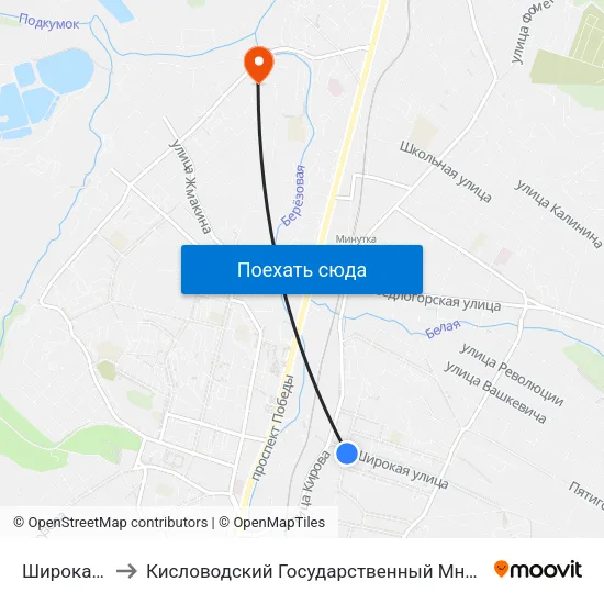 Широкая Улица to Кисловодский Государственный Многопрофильный Техникум map