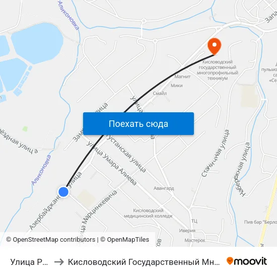 Улица Расковой to Кисловодский Государственный Многопрофильный Техникум map