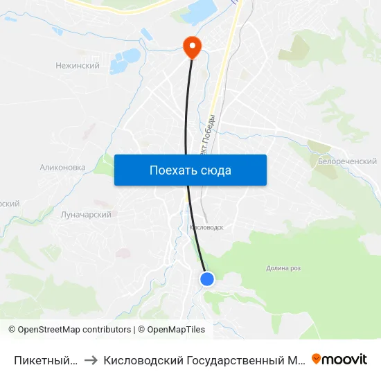 Пикетный Переулок to Кисловодский Государственный Многопрофильный Техникум map