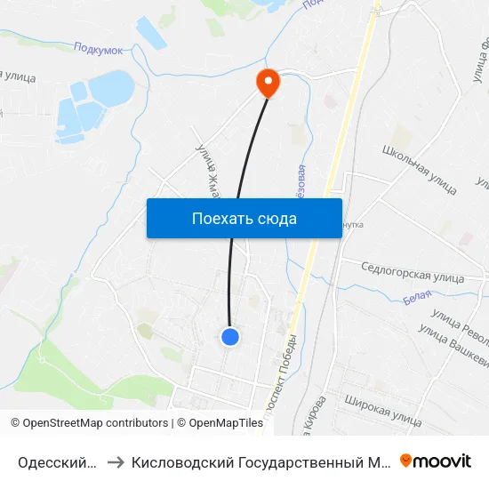 Одесский Переулок to Кисловодский Государственный Многопрофильный Техникум map
